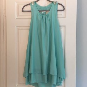 Light blue dress with pearl beading